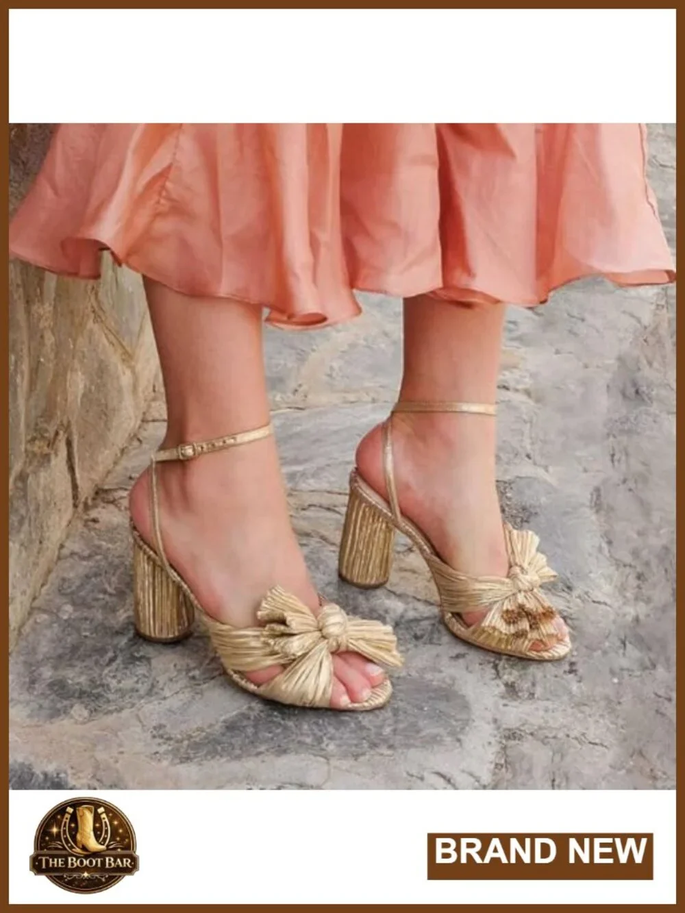 Silk Bow Pleated Block Heel Sandals Open Toe